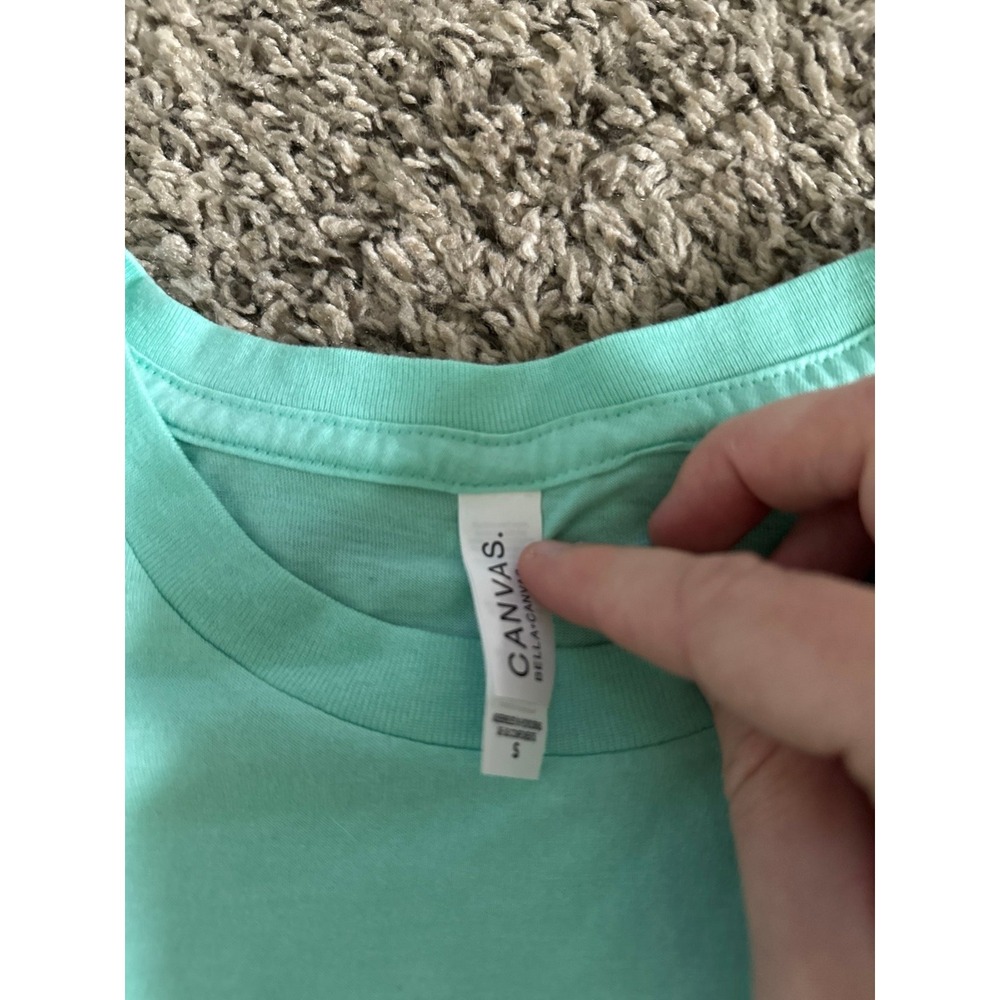 Canvas Women's Teal "Powered‎ by Pixie Dust" Teal Short Sleeve Tee Size Small - Picture 3 of 5